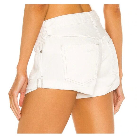 We The Free x Free People Romeo Rolled Cut Off Short Button Front 30 White Denim - Picture 2 of 11
